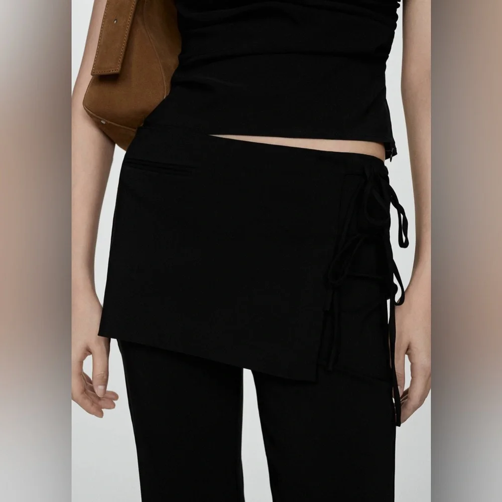 Mango MNG - black stretchy pants with ties